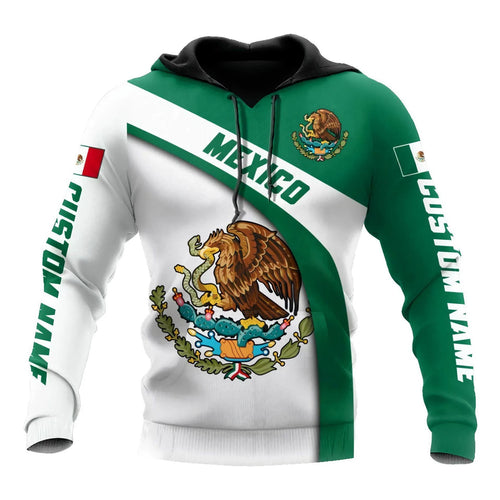 Mandotos Mexico 3D Eagle print pullover hoodie made of corduroy fabric, featuring a detailed eagle design on the front.