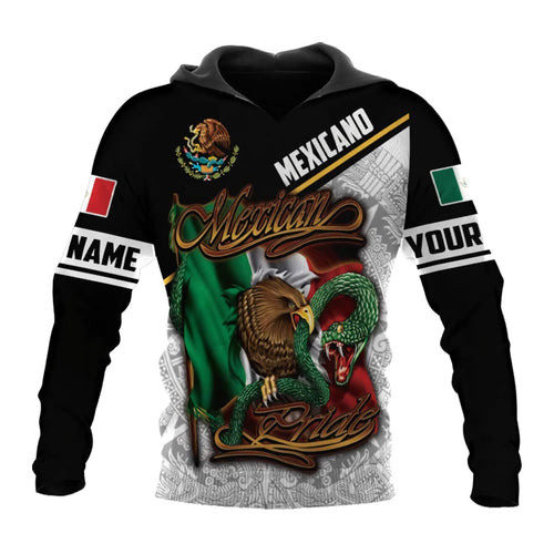 Mandotos Mexico 3D eagle print pullover hoodie in soft corduroy fabric, featuring a bold eagle graphic on the front.