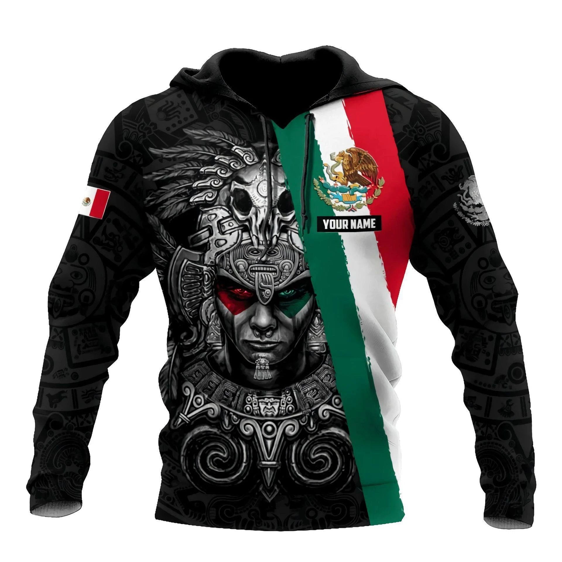 Mandotos Mexico 3D eagle print pullover hoodie in soft corduroy fabric, featuring a bold eagle graphic on the front.