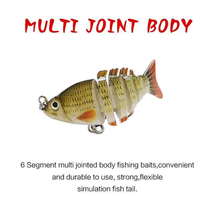 Mandotos Mini Multi-Jointed Swimbait Fishing Lure showing its colorful, realistic fish design and flexible jointed body for attracting fish.