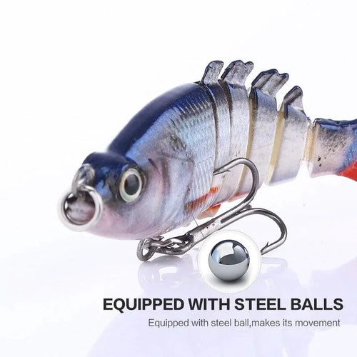 Mandotos Mini Multi Jointed Swimbait Fishing Lure showing its realistic segmented design and vibrant color for freshwater fishing.