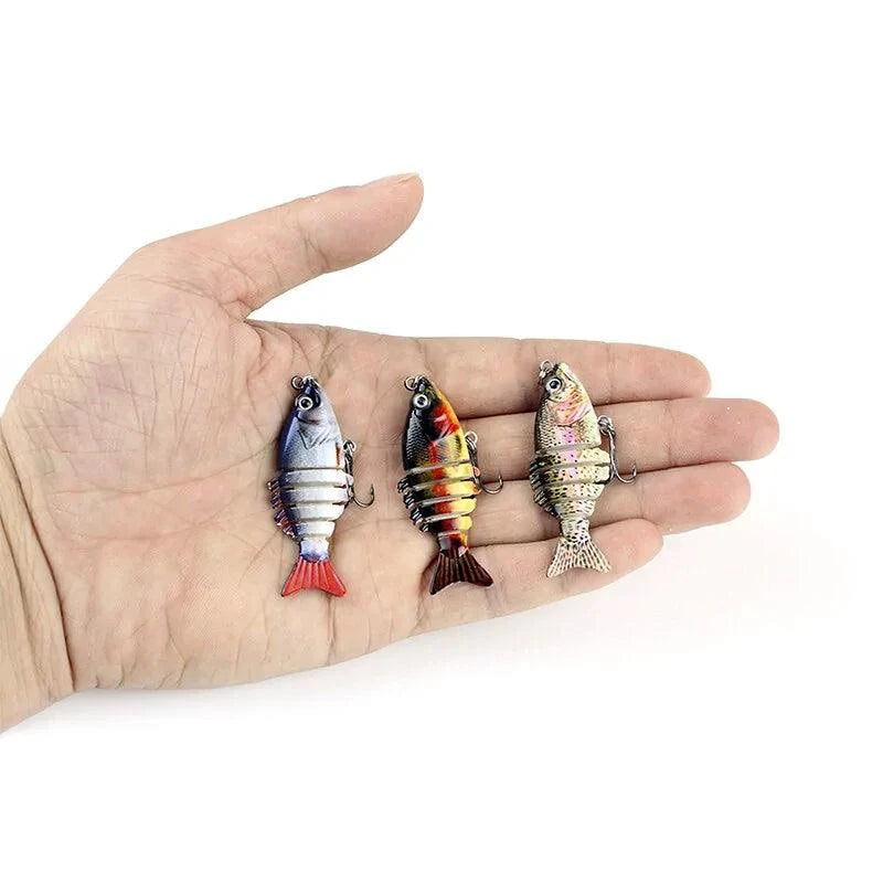 Mandotos Mini Multi-Jointed Swimbait Fishing Lure showing its realistic design and multiple jointed sections for fishing success.