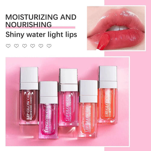 Mandotos moisturizing lip balm oil with plumping exfoliating lip gloss in a sleek tube, highlighting shiny, smooth lips.
