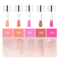 Mandotos moisturizing lip balm oil with plumping and exfoliating lip gloss, featuring a smooth, glossy finish on lips.