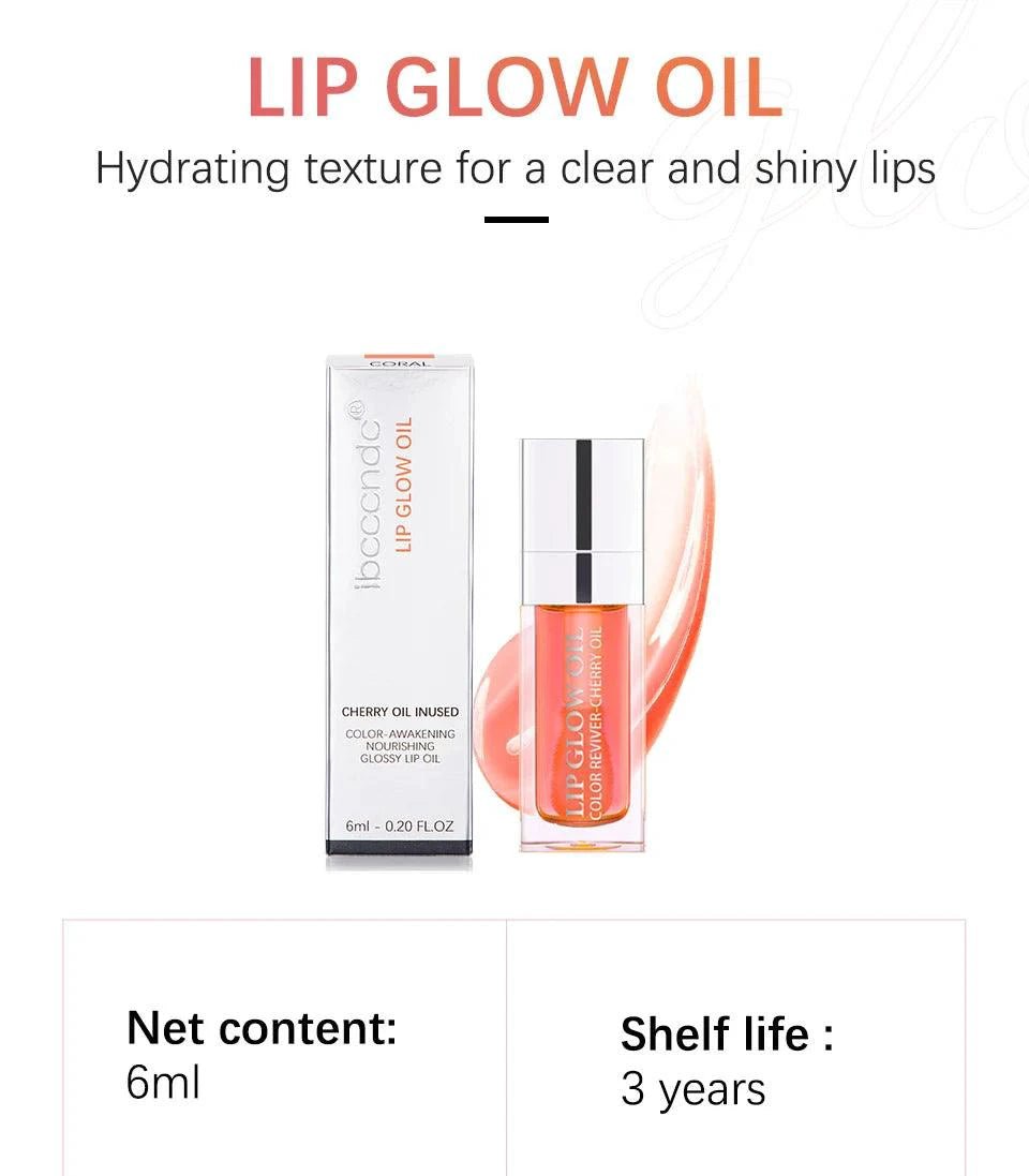 Mandotos moisturizing lip balm oil with plumping and exfoliating lip gloss, showcasing a glossy, smooth lip appearance.