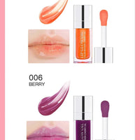 Mandotos moisturizing lip balm oil and plumping exfoliating lip gloss with a sleek tube and clear, glossy finish.