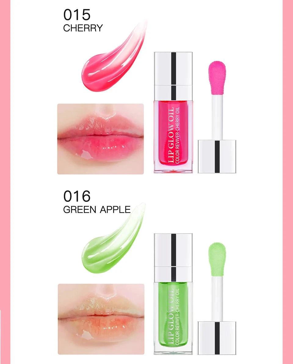 Mandotos moisturizing lip balm oil with plumping and exfoliating lip gloss applied to smooth, hydrated lips.