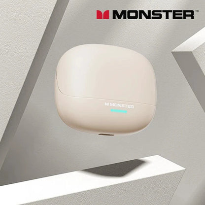 Mandotos Monster MQT52 wireless Bluetooth 5.4 gaming earphones with microphone, long battery life, stereo sound, and dual mode headset.