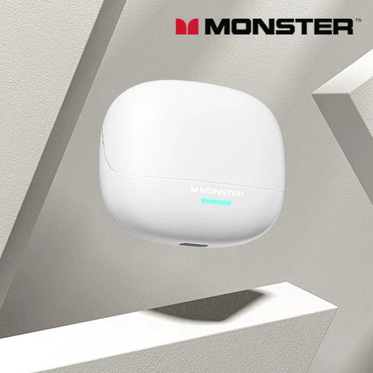 Mandotos Monster MQT52 wireless Bluetooth 5.4 earphones with long battery life, gaming headset with stereo sound and built-in mic.