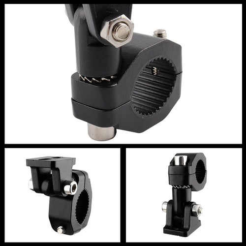 Mandotos motorcycle crash bars with foglight and driving light mounting brackets on a motorbike highway bar and spotlight clamp.