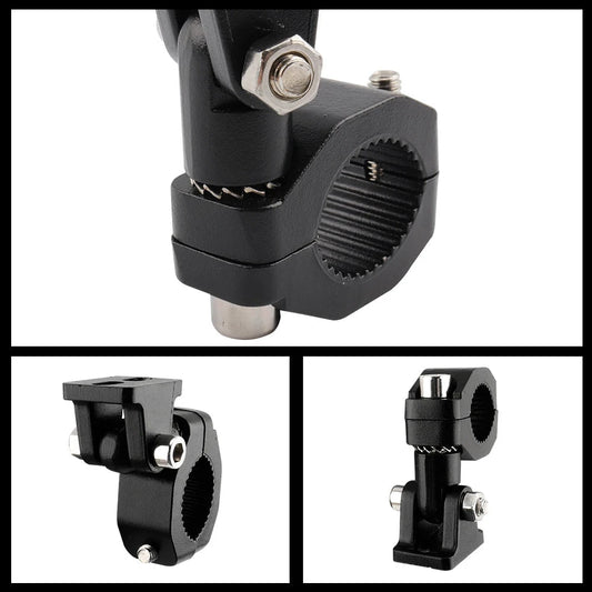 Mandotos motorcycle crash bars with foglight and driving light mounting brackets on a motorbike highway bar and spotlight clamp.