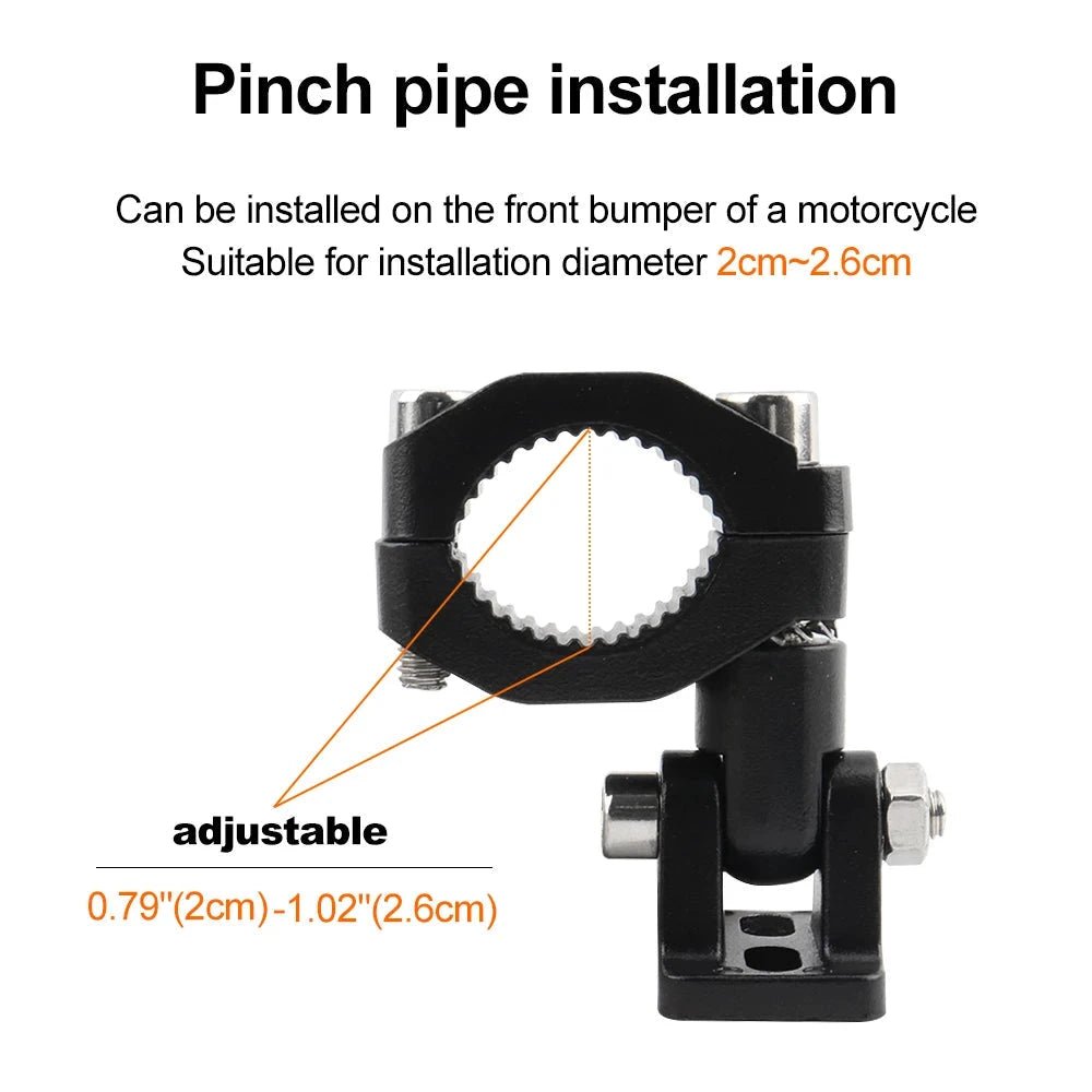 Mandotos motorcycle crash bars with foglight and driving light mounting brackets on a motorbike highway bar.