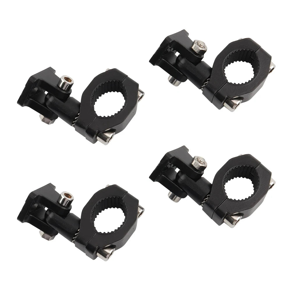 Mandotos motorcycle crash bars with foglight and driving light mounting brackets on black highway crash bars.