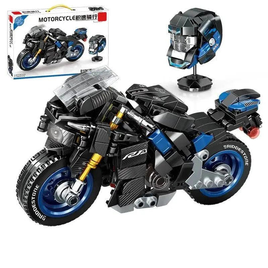 Mandotos motorcycle model educational toy with colorful plastic parts, designed for learning and play.