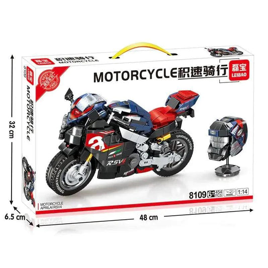 Mandotos motorcycle model educational toy with realistic design, colorful parts, and detailed features for learning and play.