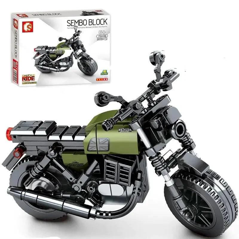 Mandotos motorcycle model educational toy with detailed plastic construction and vibrant colors for learning and play.