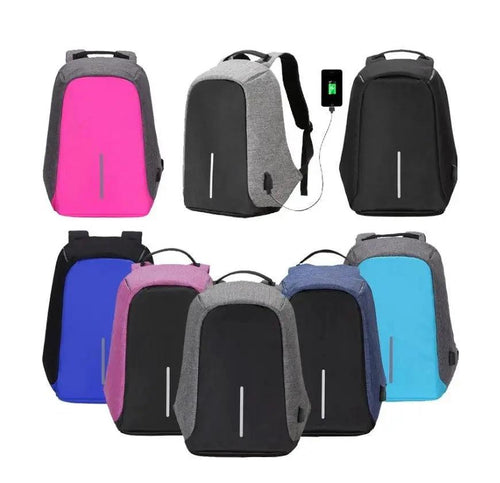 Mandotos water-resistant USB charging computer notebook backpack with multiple compartments and padded straps for comfortable carrying.