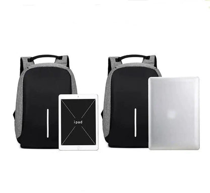 Mandotos multi-functional water-resistant backpack with USB charging port and compartments for laptop and notebooks.