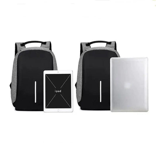 Mandotos multi-functional water-resistant backpack with USB charging port and compartments for laptop and notebooks.