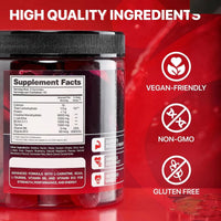 Mandotos Muscle Boost Gummies in a jar, colorful fruit-flavored dietary supplement for muscle support and recovery.