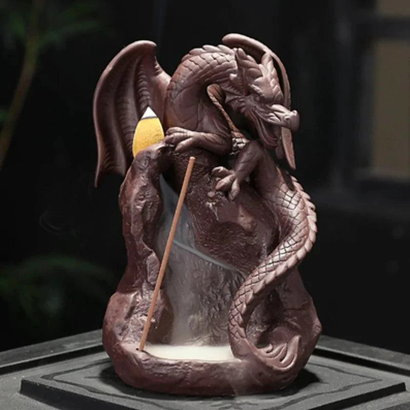 Mandotos Mystic Dragon Incense Tower with intricate dragon design, perfect for aromatic incense burning and decorative display.