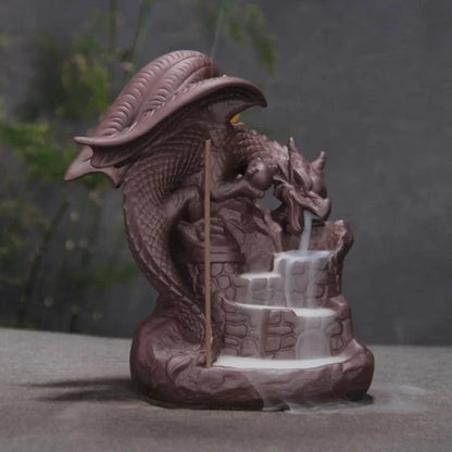 Mandotos Mystic Dragon Incense Tower with intricate dragon design, perfect for aromatic incense burning and decorative display.