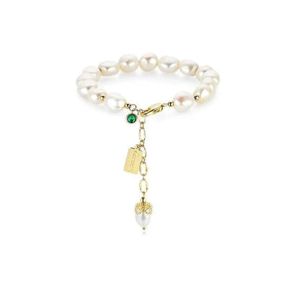 Luxury jewelry bracelet featuring natural zircon and pearl beads by MANDOTOS, showcasing elegant and sophisticated design.