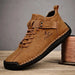 Mandotos handmade leather casual men's sneakers with breathable design, ankle boots, outdoor footwear, stylish and comfortable.