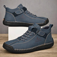 Mandotos handmade leather casual men's sneakers with breathable design, ankle boots, and outdoor-ready style.