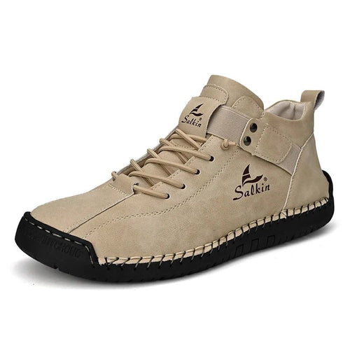 Mandotos handmade leather casual men's sneakers and ankle boots, breathable leather shoes for outdoor wear, stylish and comfortable.