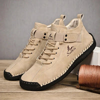 Mandotos handmade leather casual men's sneakers with breathable design, ankle boots, outdoor suitable, stylish and comfortable footwear