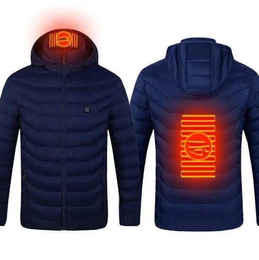 Mandotos men's heated jacket with USB electric heater, cotton winter coat featuring thermal heating vest for cold weather comfort