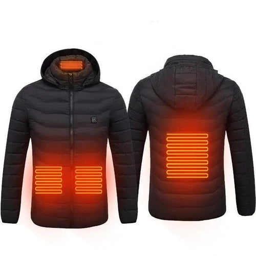 Mandotos men's heated jacket with USB electric heater, cotton coat with thermal heating vest for winter warmth.