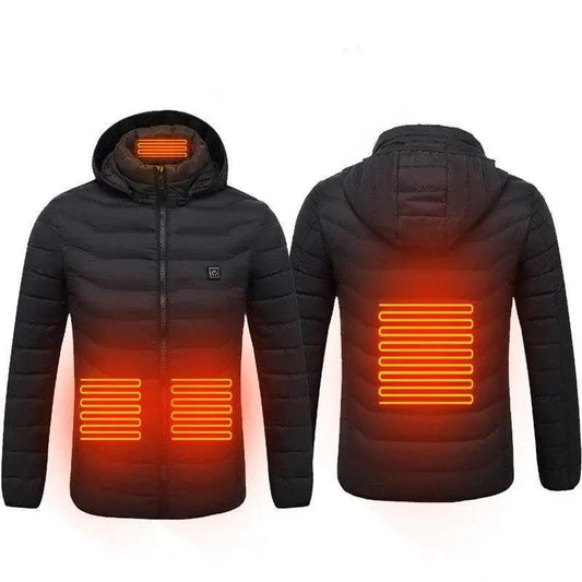 Mandotos men's heated jacket with USB electric heater, cotton coat with thermal heating vest for winter warmth.