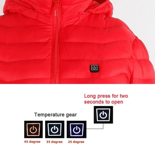 Mandotos men's heated jacket with USB electric heating, cotton thermal coat for winter, featuring built-in heater and cozy design.