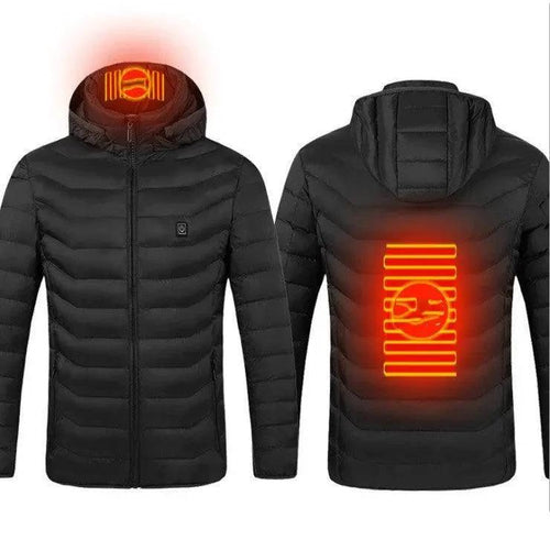 Mandotos men's heated jacket with USB electric heater, cotton thermal coat, winter heating vest for cold weather.