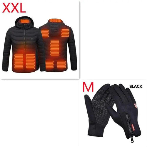 Mandotos men's heated jacket with USB electric heating, cotton insulation, thermal coat, winter clothing, and heating vest.
