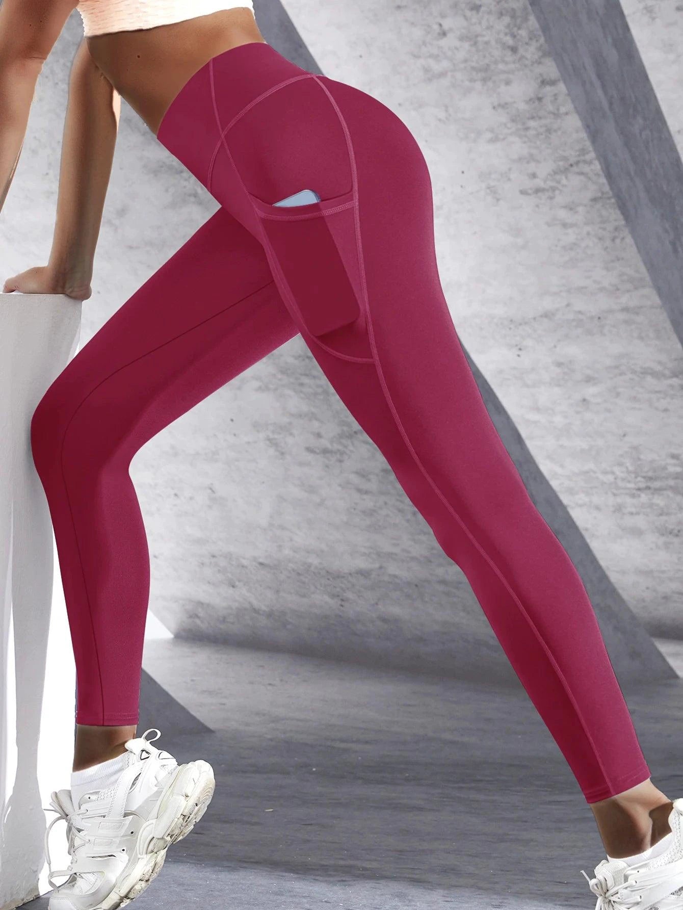 Mandotos high waist women's stretch yoga leggings with pockets, push-up design, suitable for fitness, running, and sports activities.