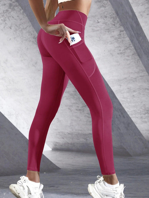 Mandotos high waist women's stretch yoga leggings with pockets, push-up design, suitable for fitness, running, and sports activities.