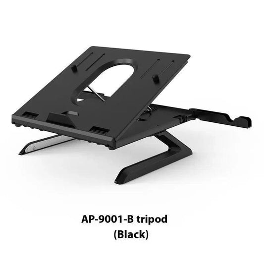 Mandotos multifunctional folding laptop stand with aluminum alloy base, adjustable height, portable design, suitable for monitors and laptops.