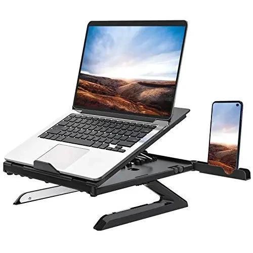 Mandotos multifunctional folding laptop stand with aluminum alloy base, adjustable height, portable monitor riser for ergonomic setup