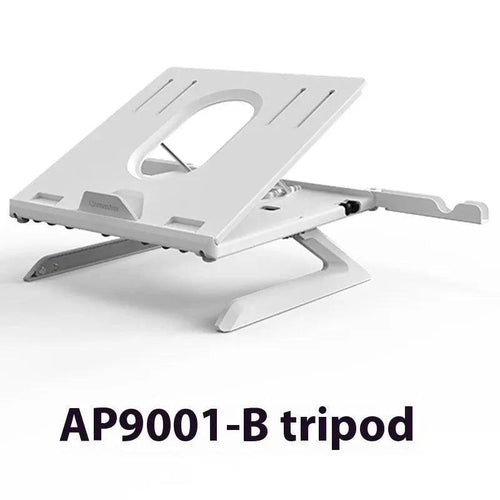Mandotos multifunctional portable laptop stand with folding lift, aluminum alloy base, and monitor riser for ergonomic workspace.