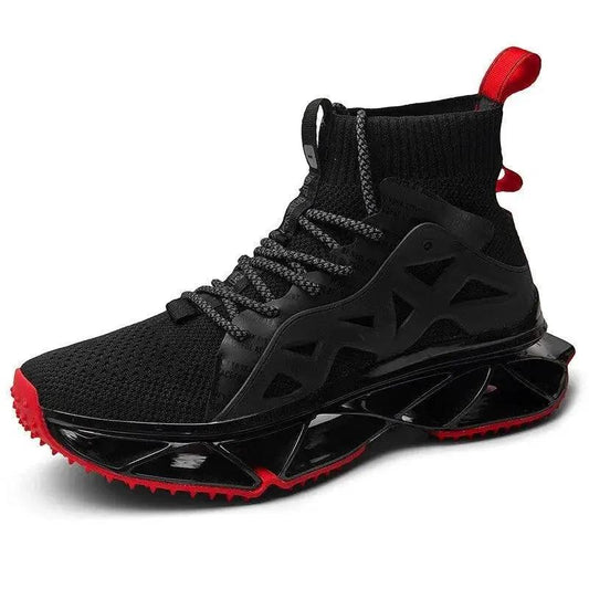 Mandotos men's casual shoes in black leather with white soles, stylish and comfortable for everyday wear.