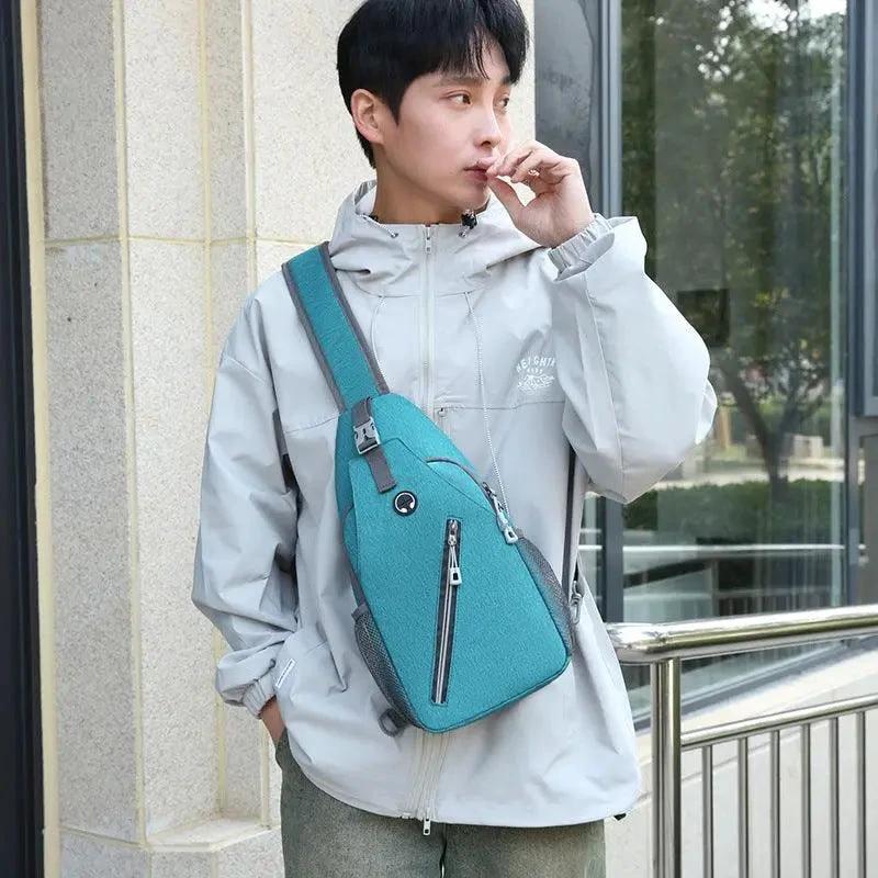 Mandotos men's multifunctional shoulder crossbody bag made of durable canvas with adjustable strap and multiple compartments.