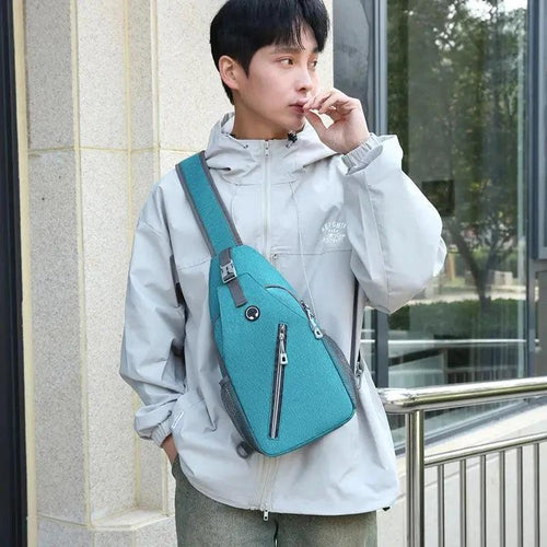 Mandotos men's multifunctional shoulder crossbody bag made of durable canvas with adjustable strap and multiple compartments.