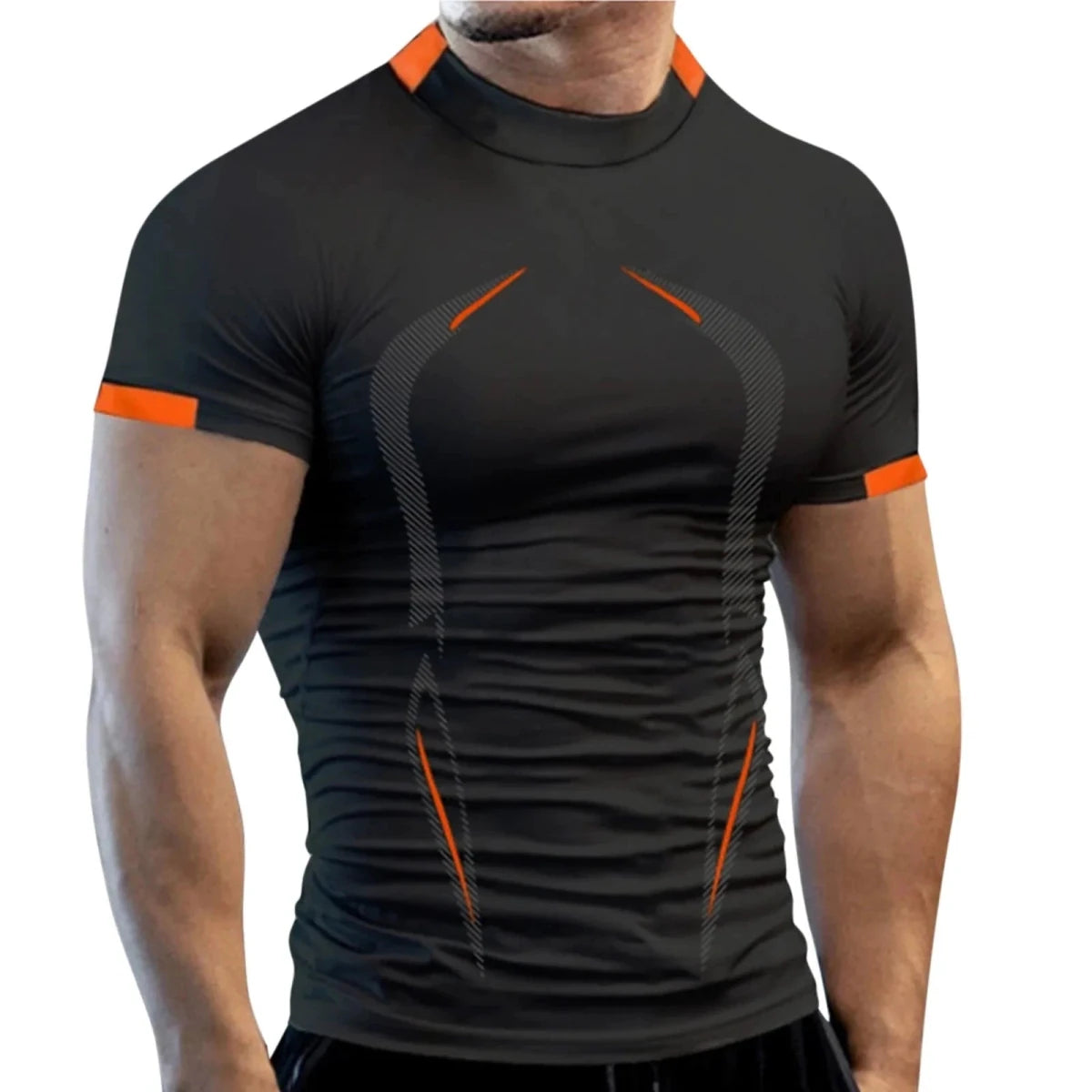 Mandotos men's summer gym breathable T-shirt, quick-drying jogging and training T-shirt for running and fitness workouts.