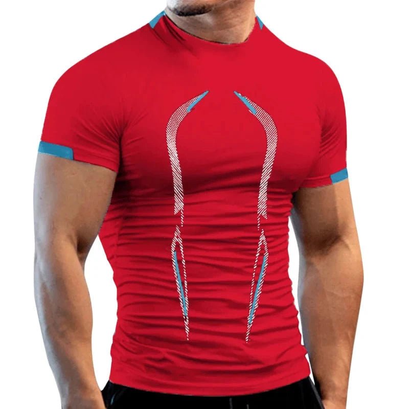 Mandotos men's summer gym breathable T-shirt, quick-drying jogging and running fitness top, lightweight training tee.