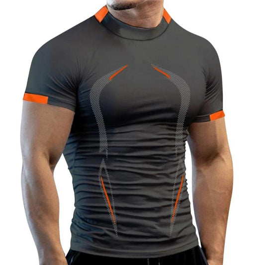 Mandotos men's summer gym breathable T-shirt, quick-drying jogging and running fitness top for men.