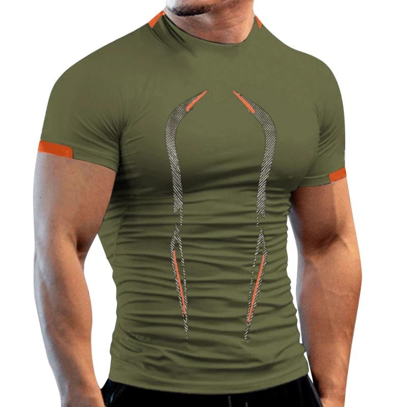 Mandotos men's summer breathable gym T-shirt, quick-drying athletic T-shirt for jogging, running, and training.