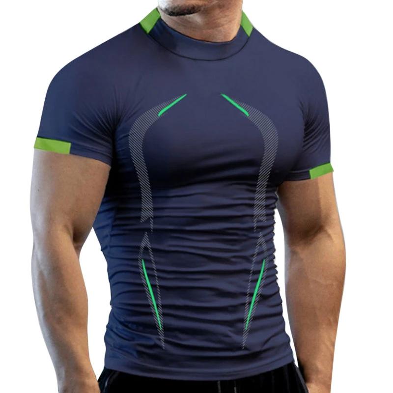 Mandotos men's summer gym T-shirt, breathable quick-drying fabric, ideal for jogging, training, and running workouts.